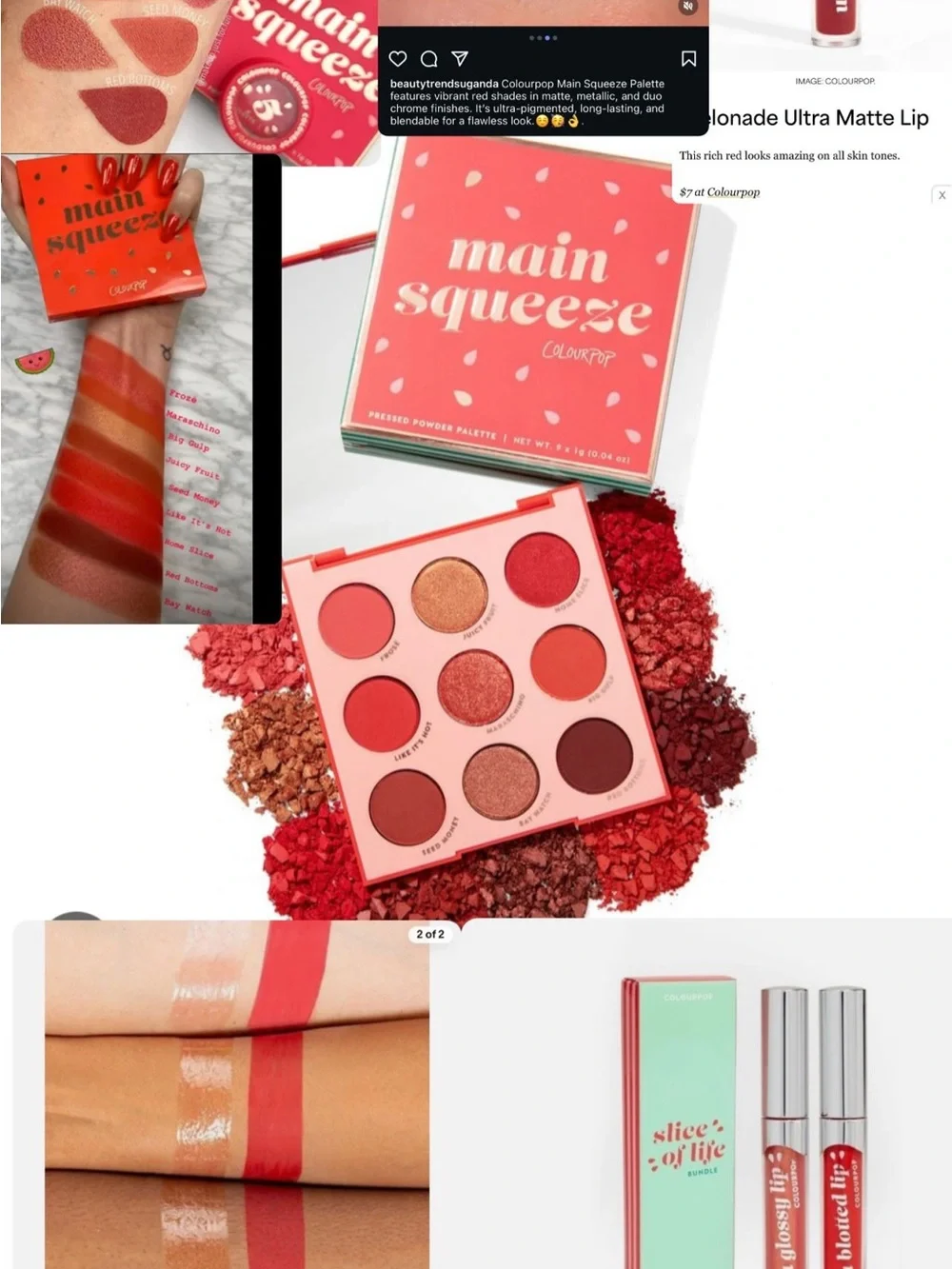 ColourPop Main Squeeze Eyeshadow Palette — Coral, Pink & Warm Red Shades